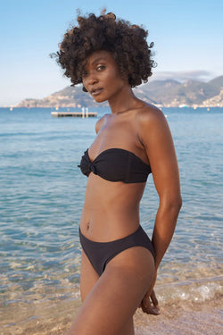 Culotte de Maillot de Bain Nérée Noir Côtelé