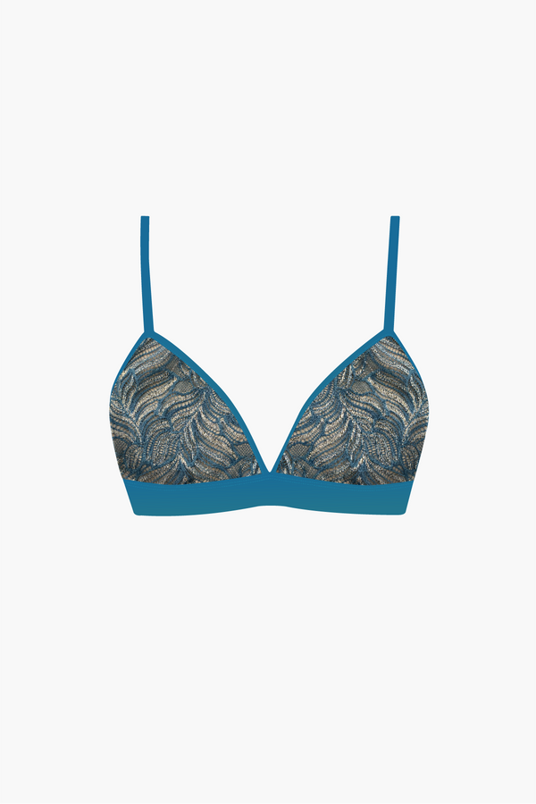 Peacock Blue Venise Triangle Bra