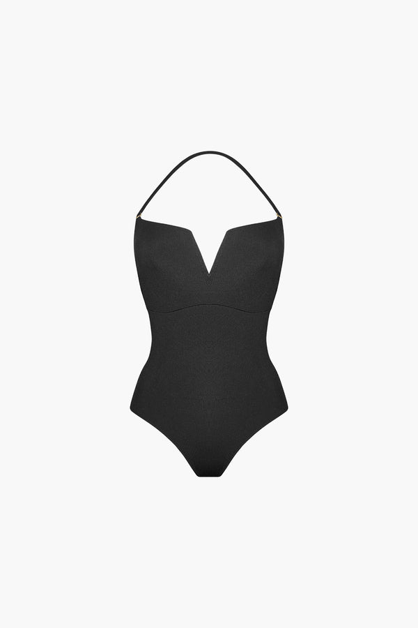 Maillot de Bain French Riviera Noir Côtelé