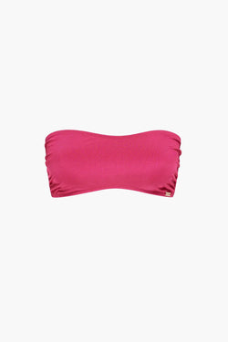 Nérée Fuchsia Ribbed Bandeau Bikini Top
