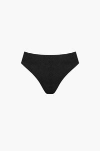 Culotte de Maillot de Bain Mi-Haute Nérée Texturé Noir