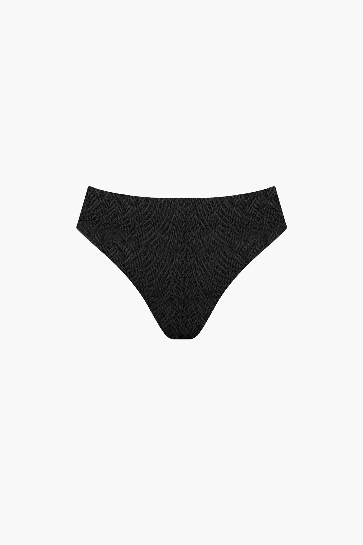Culotte de Maillot de Bain Mi-Haute Nérée Texturé Noir