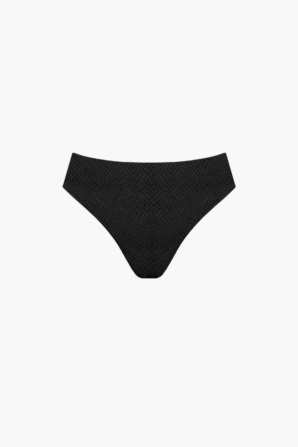 Culotte de Maillot de Bain Mi-Haute Nérée Texturé Noir