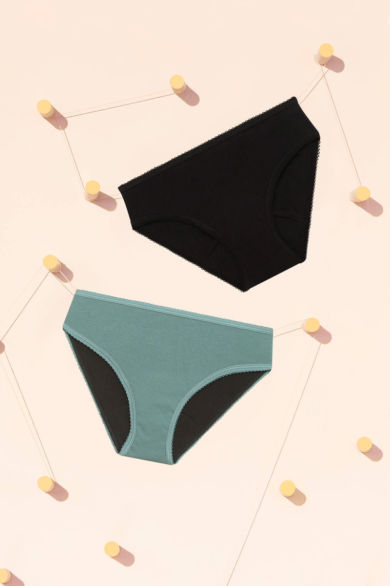 Pack Duo - Culotte Gaïa Noire & Culotte Gaïa Bleue Vintage