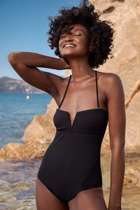 Maillot de Bain French Riviera Noir Côtelé