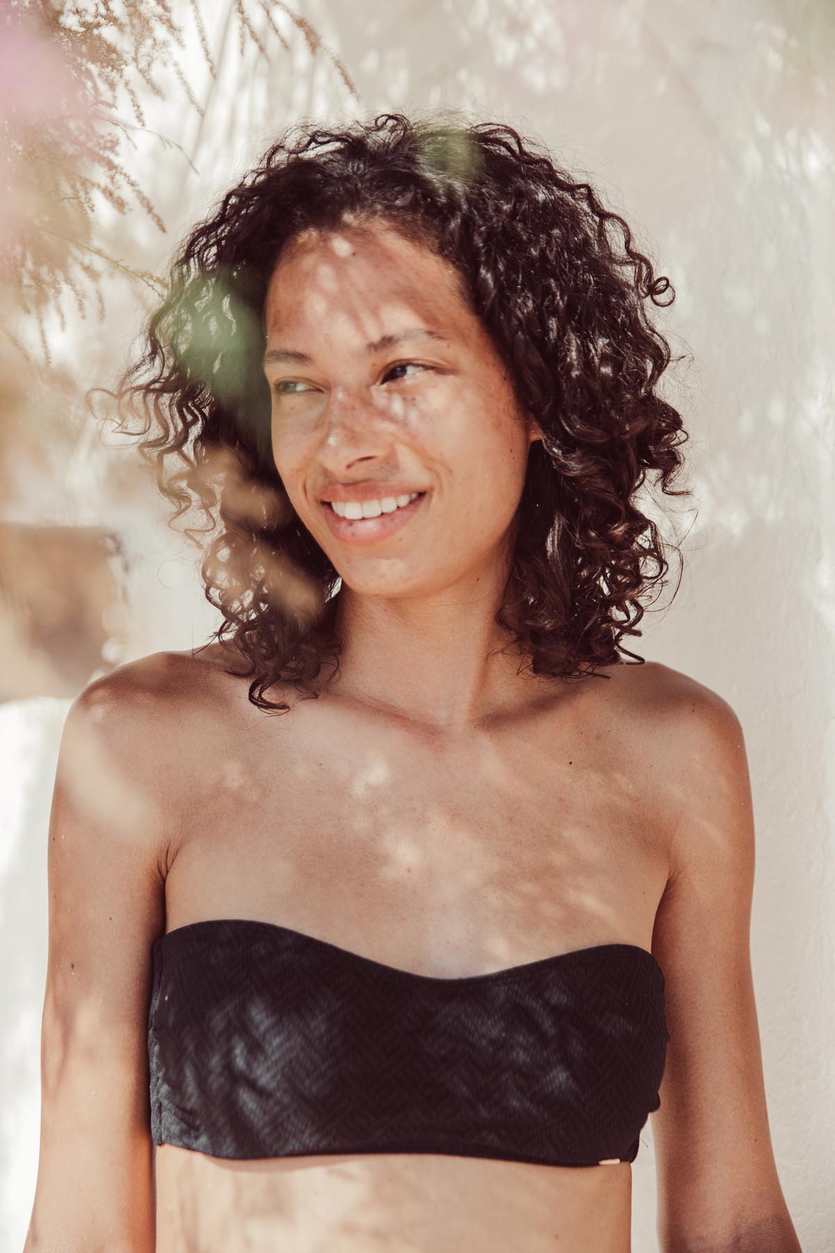 Maillot bandeau texturé noir Réjeanne