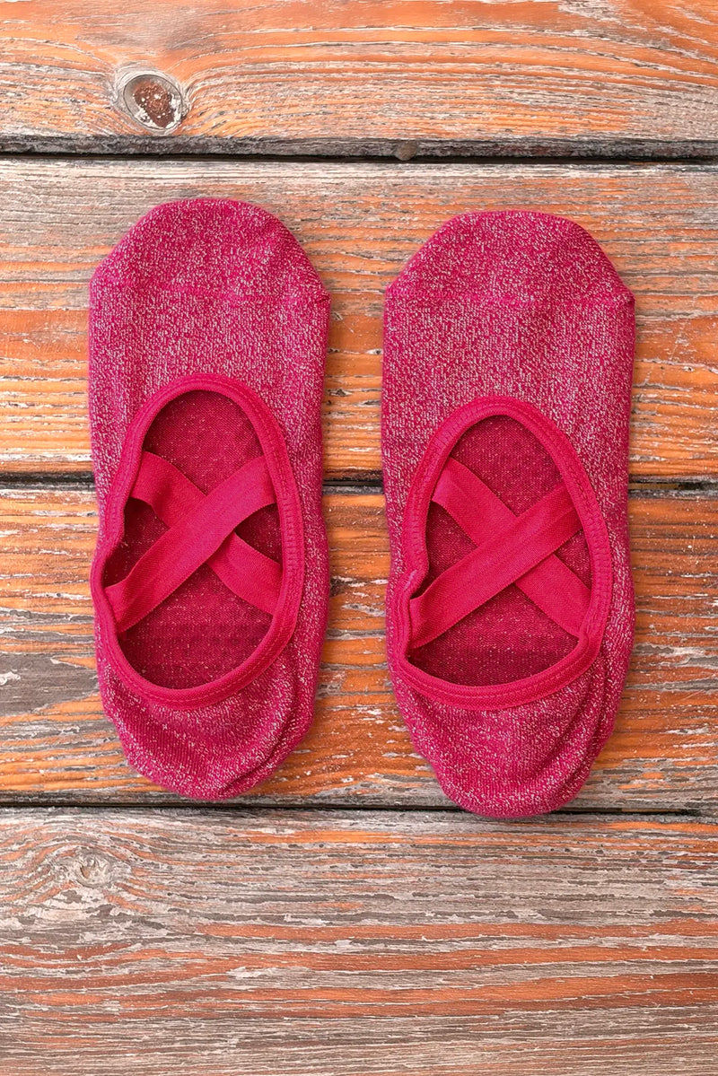 Chaussettes Pailletées Antidérapantes Rose