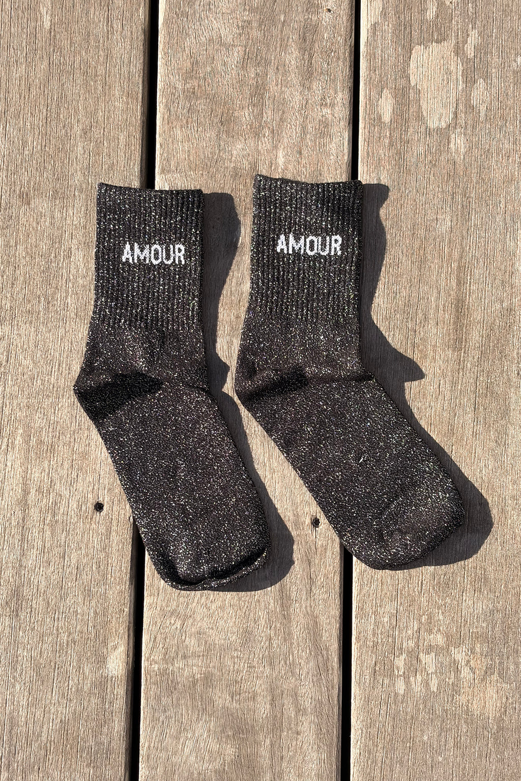Chaussettes Pailletées Amour Noir