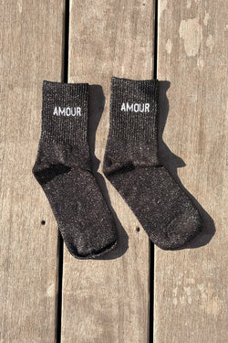 Chaussettes Pailletées Amour Noir
