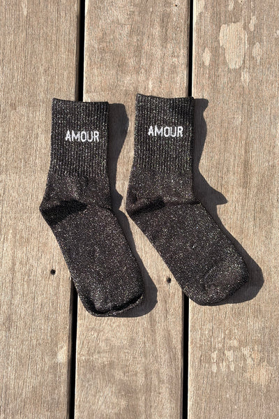 Chaussettes Pailletées Amour Noir