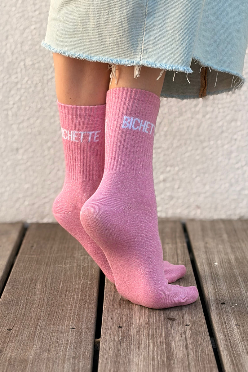 Chaussettes Pailletées Bichette Pink Sorbet
