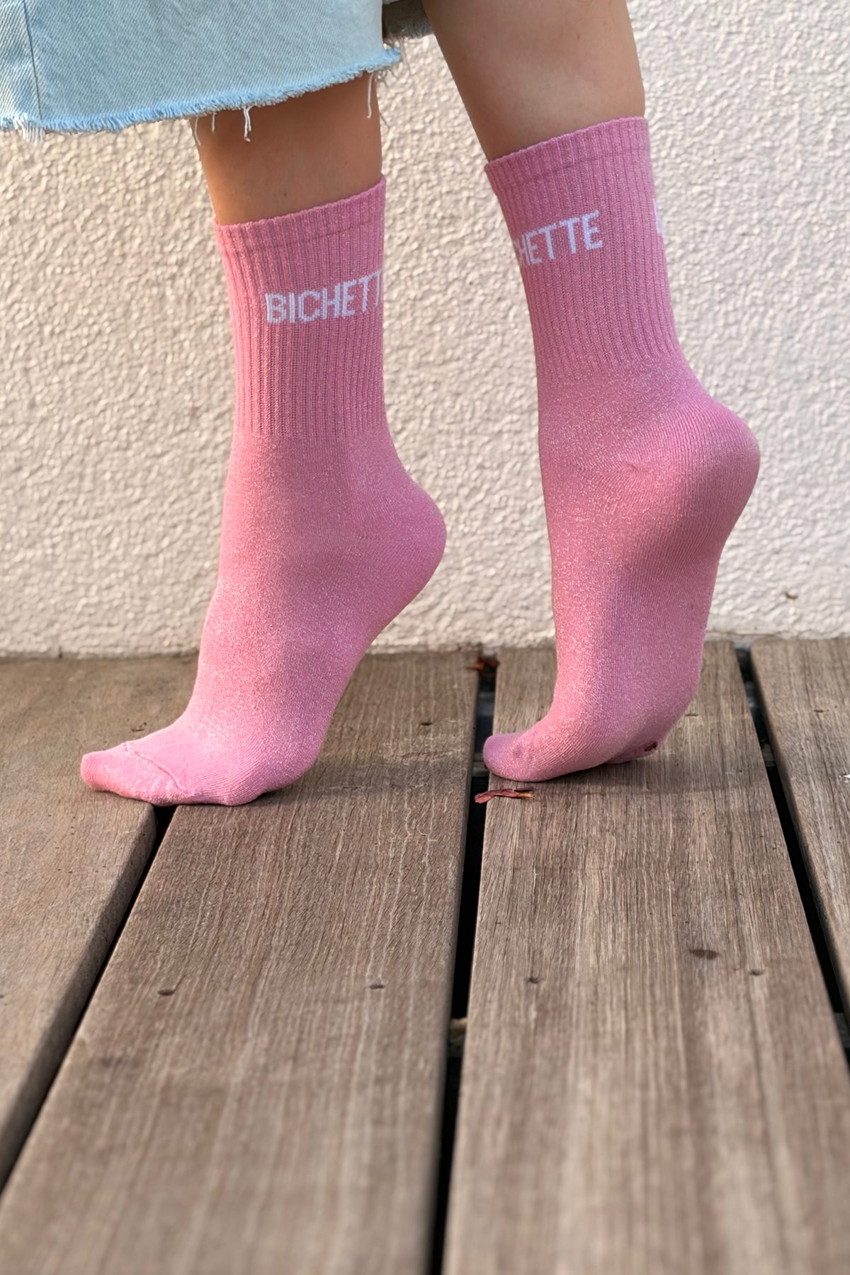 Chaussettes Pailletées Bichette Pink Sorbet