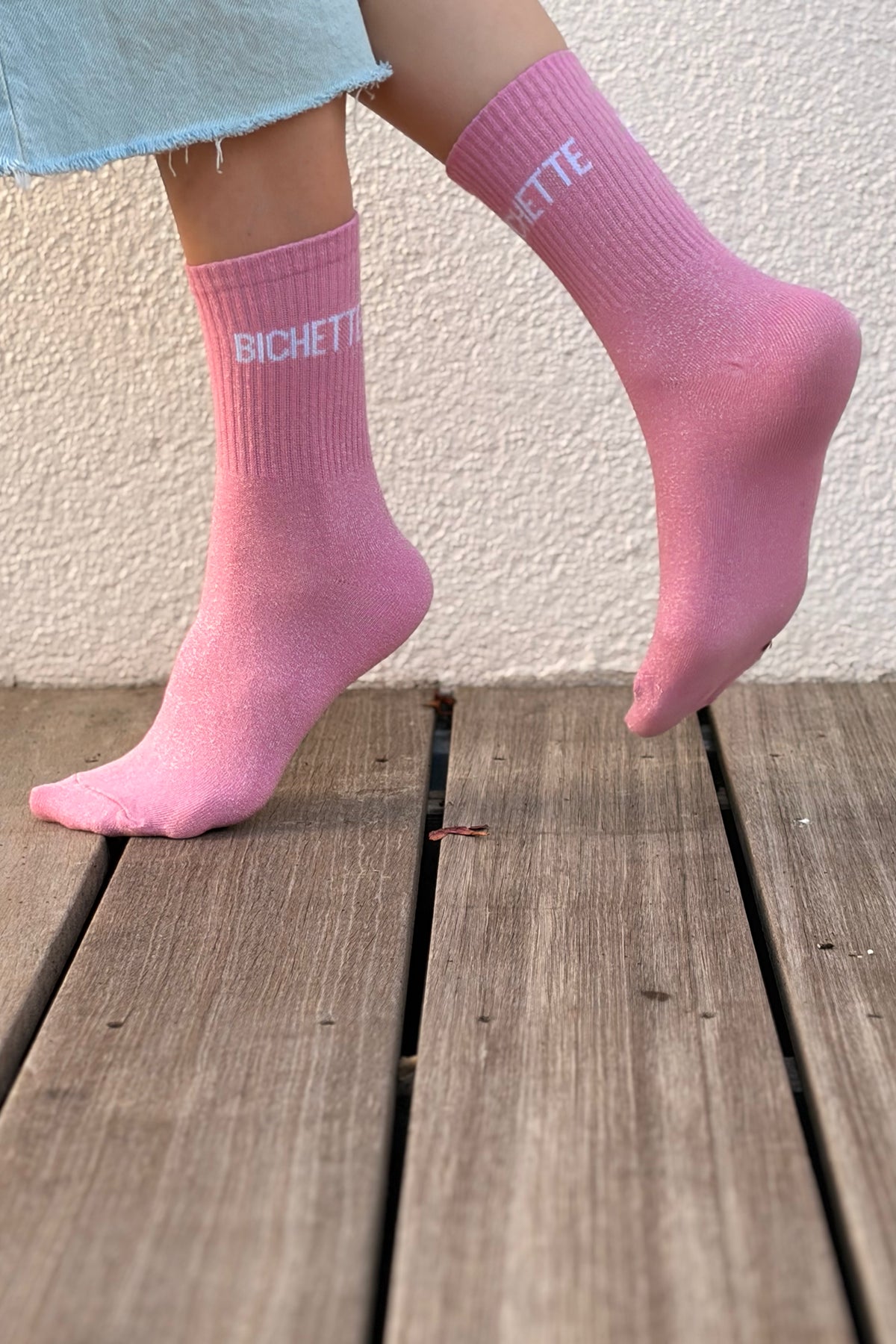 Chaussettes Pailletées Bichette Pink Sorbet