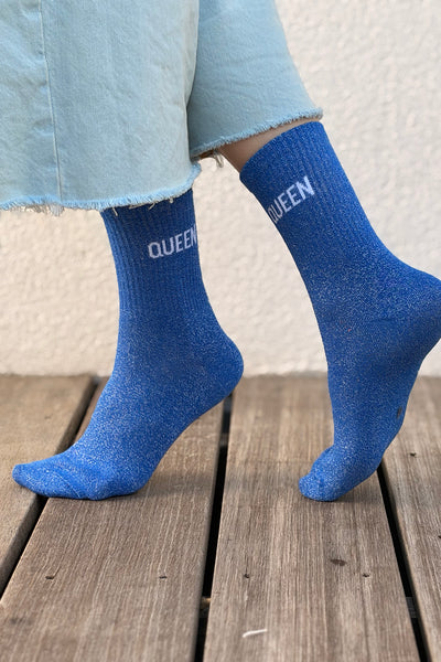 Chaussettes Pailletées Queen Royal Blue