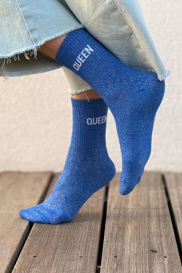 Chaussettes Pailletées Queen Royal Blue