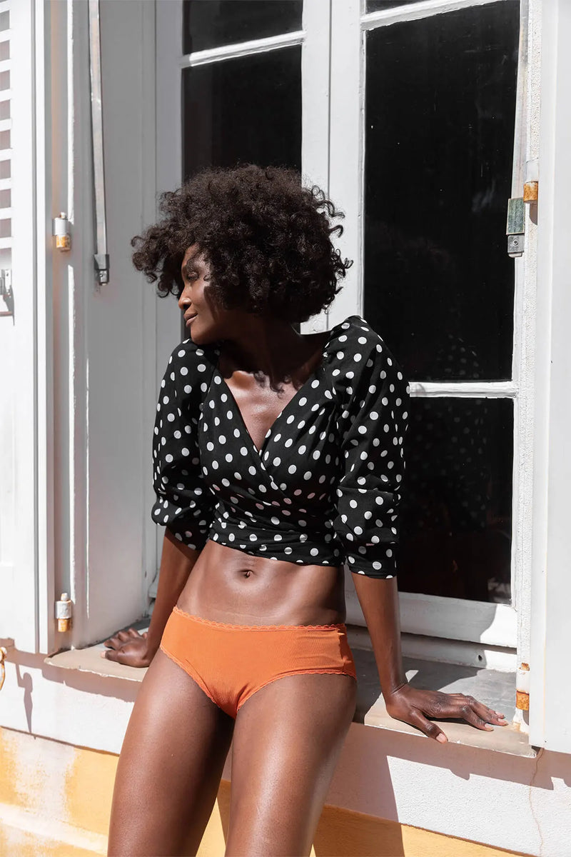 Shorty Callie Côtelé Ocre Orangé