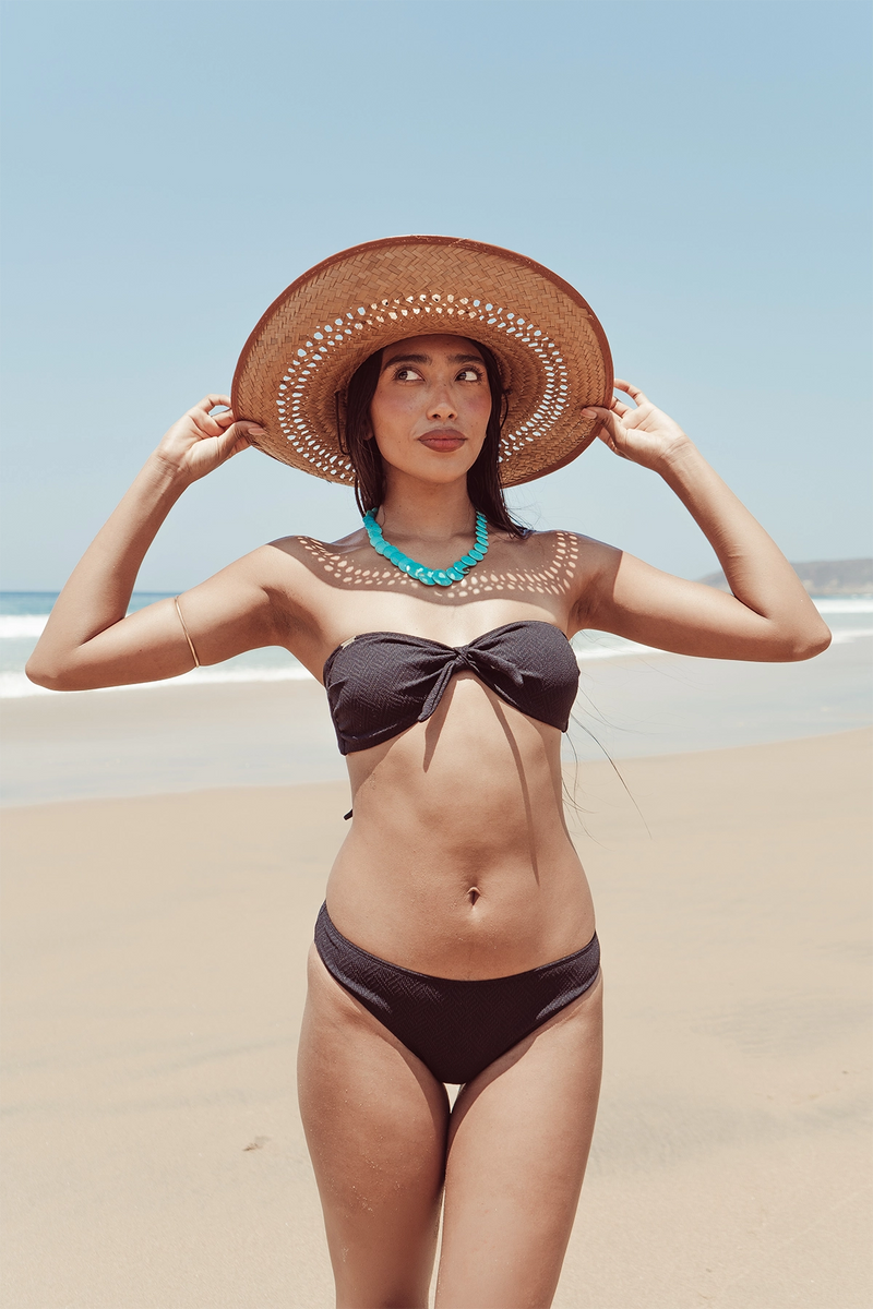 Culotte de Maillot de Bain Nérée Texturée Noir