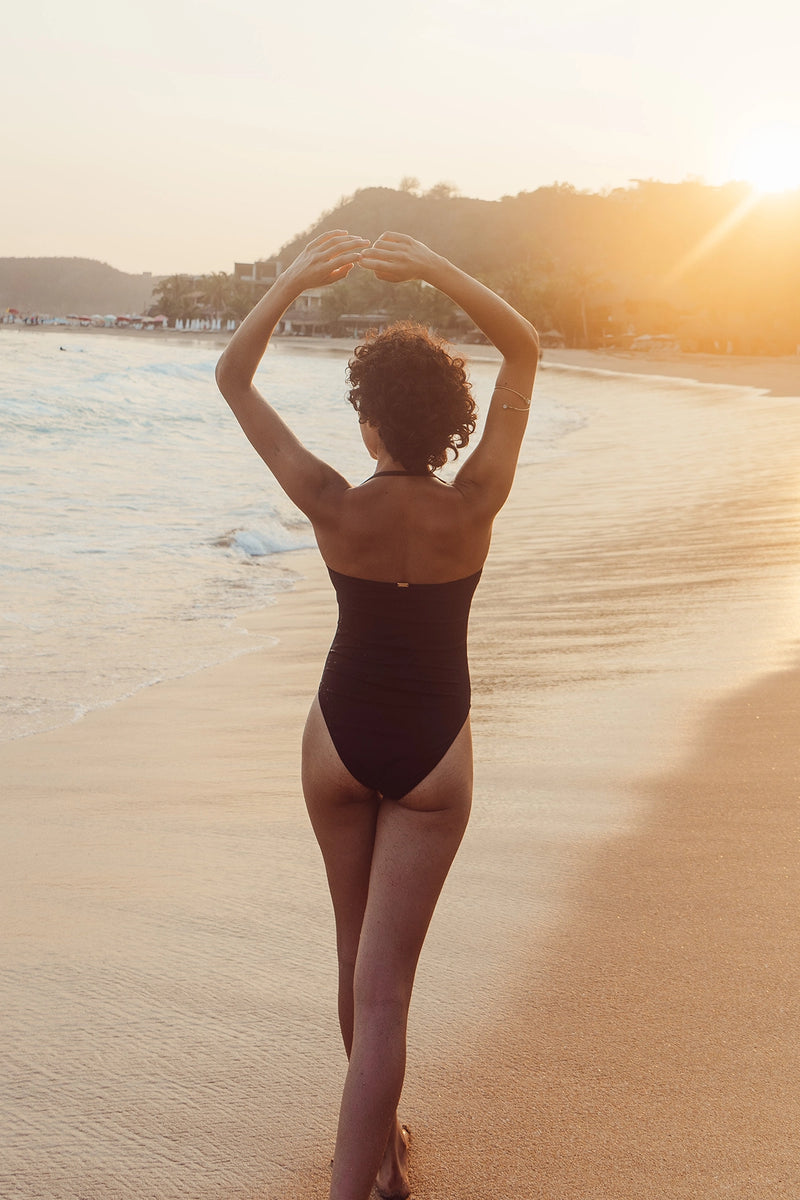 Maillot de Bain French Riviera Noir Côtelé