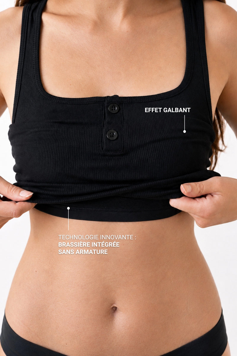 Le Jane Bra Top Débardeur Côtelé Noir