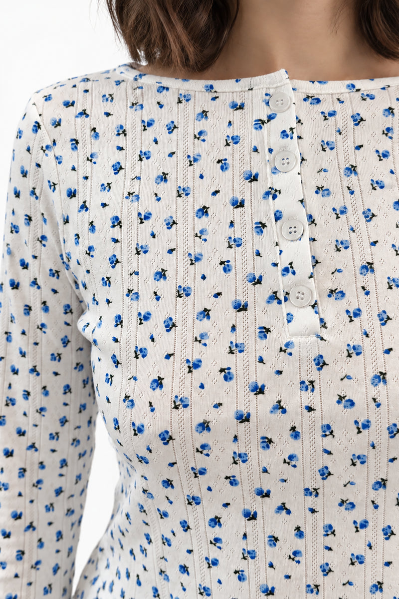 Top Pointelle Hyacinth Bluebell
