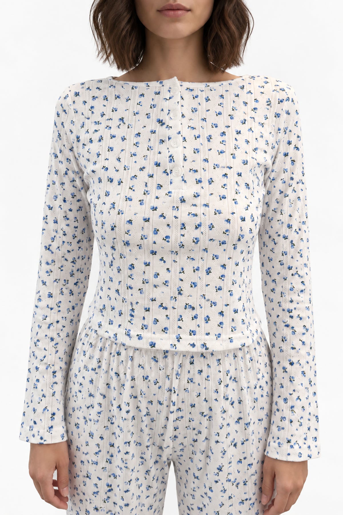 Top Pointelle Hyacinth Bluebell