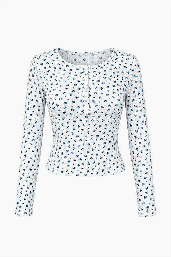 Top Pointelle Hyacinth Bluebell