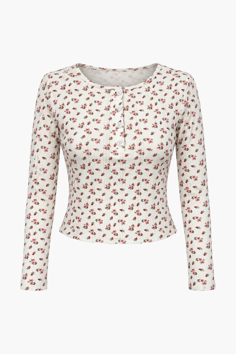 Top Pointelle Hyacinth Wild Rose