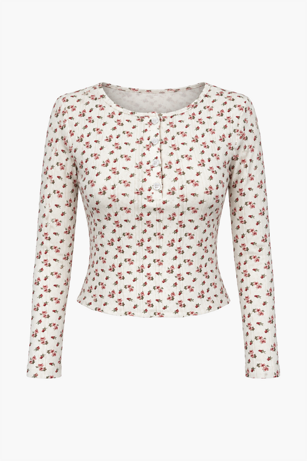 Top Pointelle Hyacinth Wild Rose