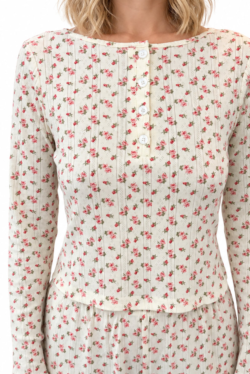 Top Pointelle Hyacinth Wild Rose