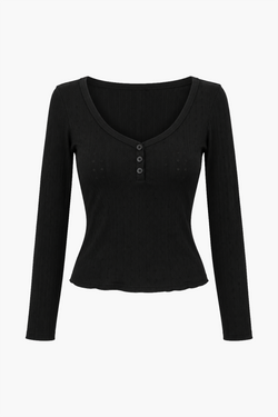 Top Pointelle Penelope Black