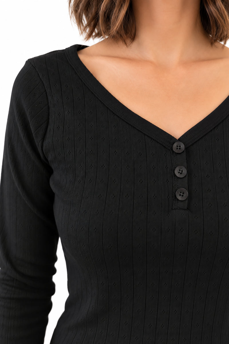 Top Pointelle Penelope Black